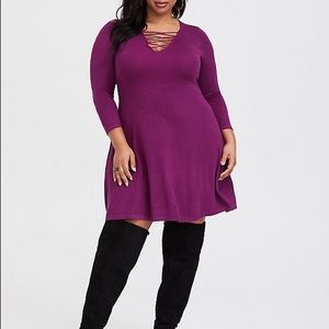 Torrid berry sweater skater dress